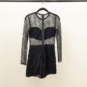 Alexis Lace Long Sleeve Romper Black XS NWT